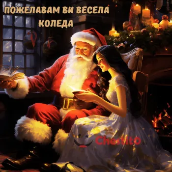 Картичка за Коледа Дядо Коледа и снежанка 