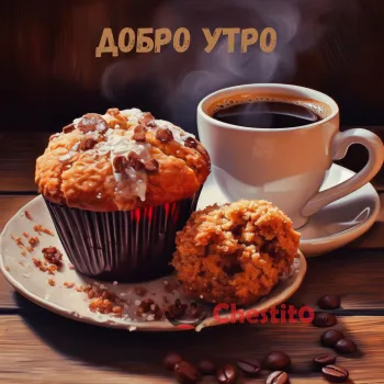 Картичка за Добро утро кафе и мъфин