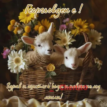 Кошница с цветя и агне 