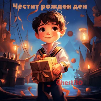 Малко моряче с подарък в ръце 