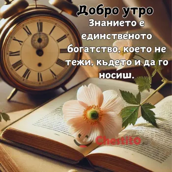 Книга с цвете и часовник за добро утро